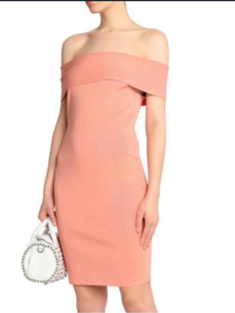 T by Alexander Wang Off-Shoulder Peach-Orange Sheath Dress